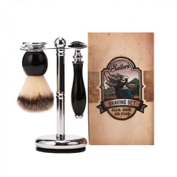 Sailor's Coffret de rasage classique 3 pièces avec rasoir de sécurité et blaireau synthétique