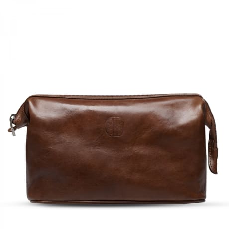 Benjamin Barber Brown Leather Toilet Bag